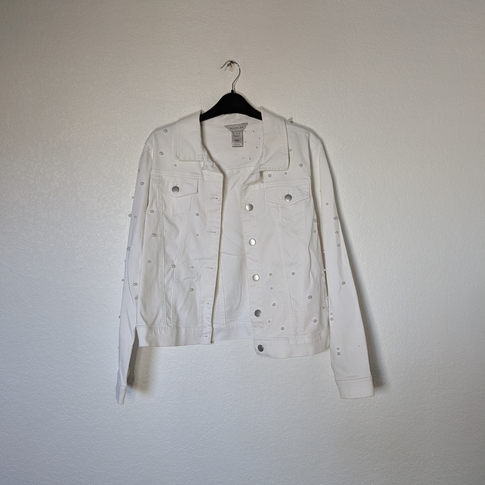 Embellished White Denim Jacket - Women